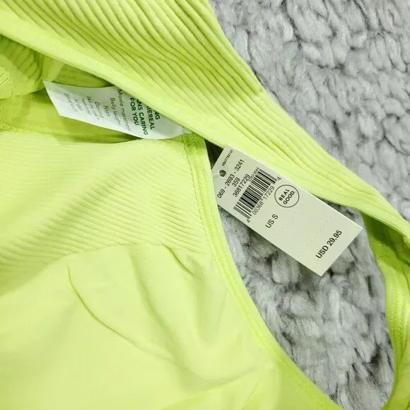 Aerie Seamless Padded Bralette Yellow Lined Ribbed Size Small - Picture 3 of 4